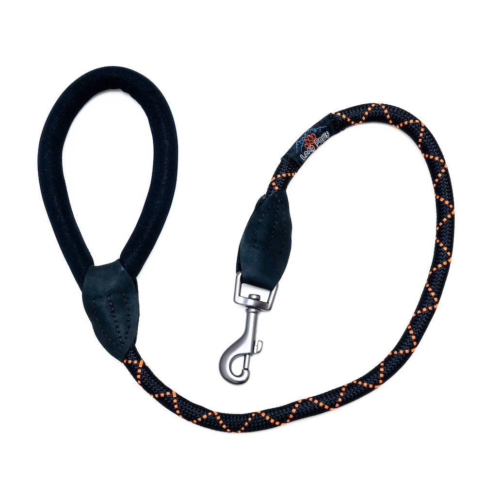 Lesă Long Paws Comfort Collection Negru/ Rosu 120cm -carabina clasica pentru caini