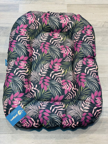 Saltea Ponton PetGuru Modern cu fermoar-imprimeu tropical roz