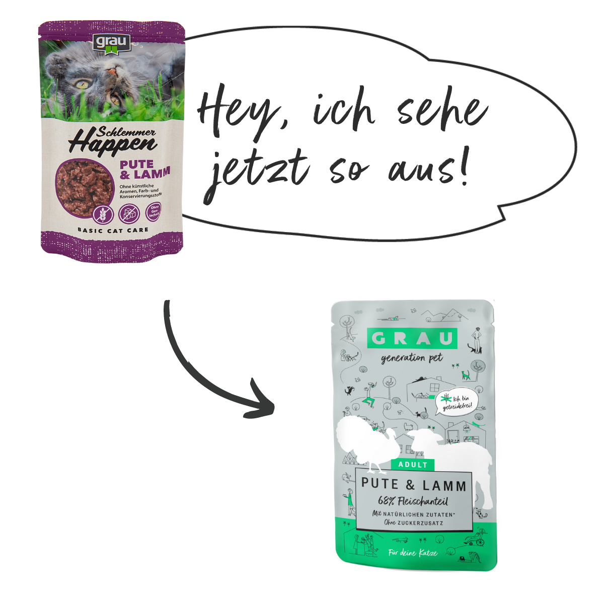 Grau Plic Hrana Umeda Pisica cu Carne de Curcan si Miel 125g