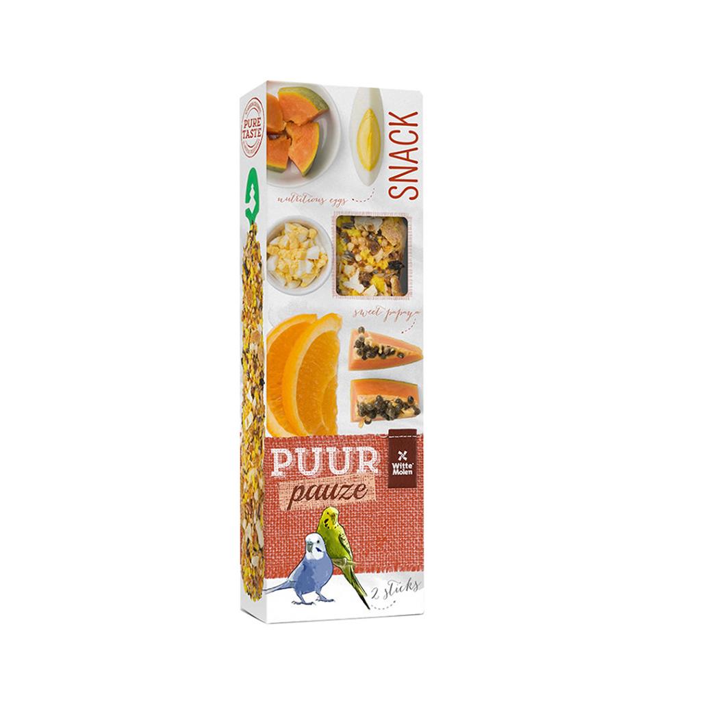 PUUR Snack cu papaya şi portocale pentru peruşi 60g