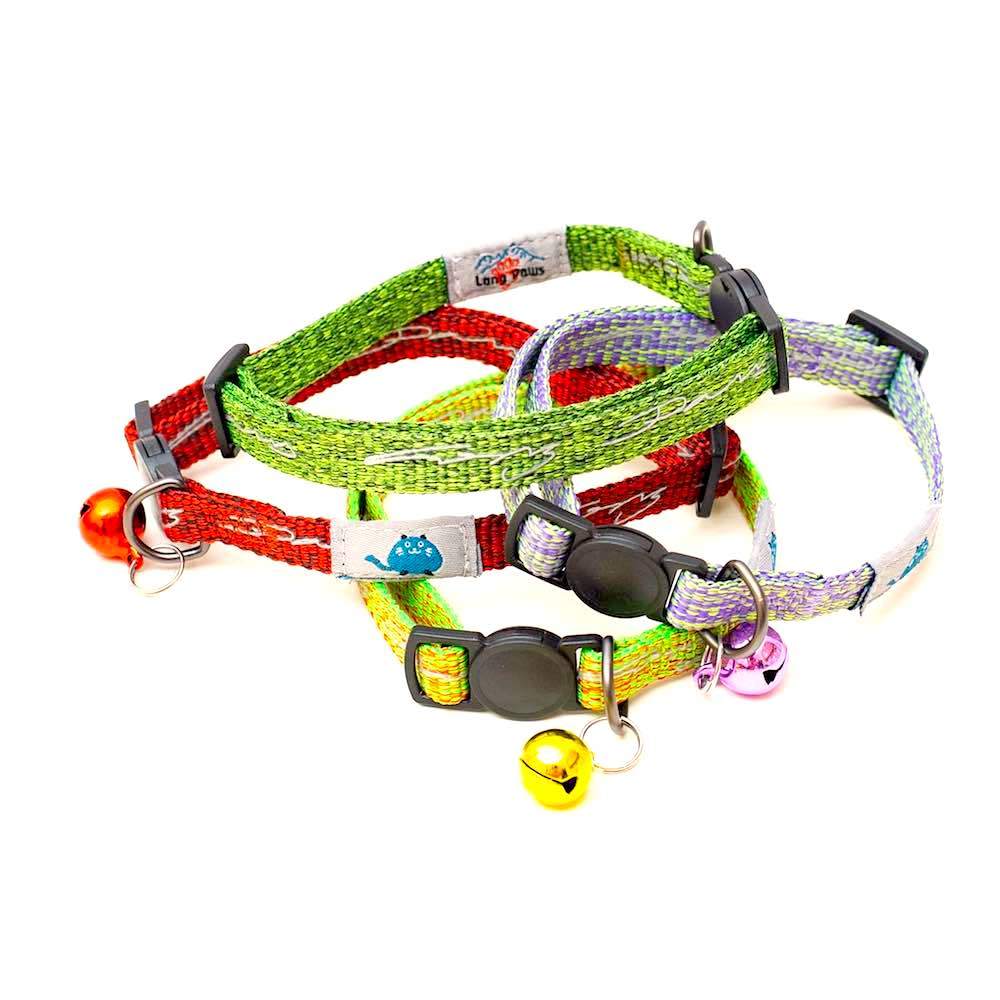 Zgarda Pisici Long Paws Reflectorizanta- Verde lime/portocaliu