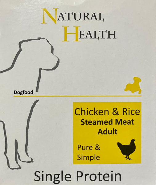 Natural Health Hrana umeda pentru caini -pui si orez 395g