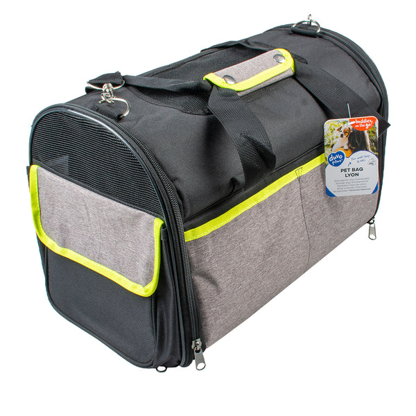 Geanta transport Lyon 41x26x28cm-max. 6kg-gri/negru/lime
