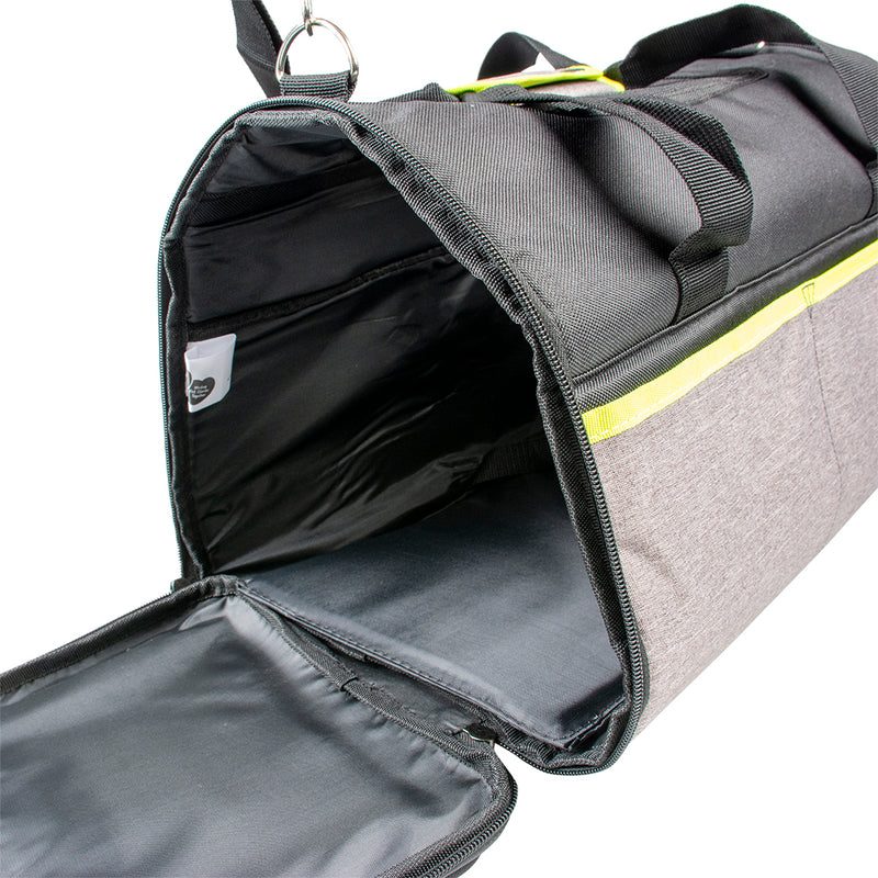 Geanta transport Lyon 41x26x28cm-max. 6kg-gri/negru/lime