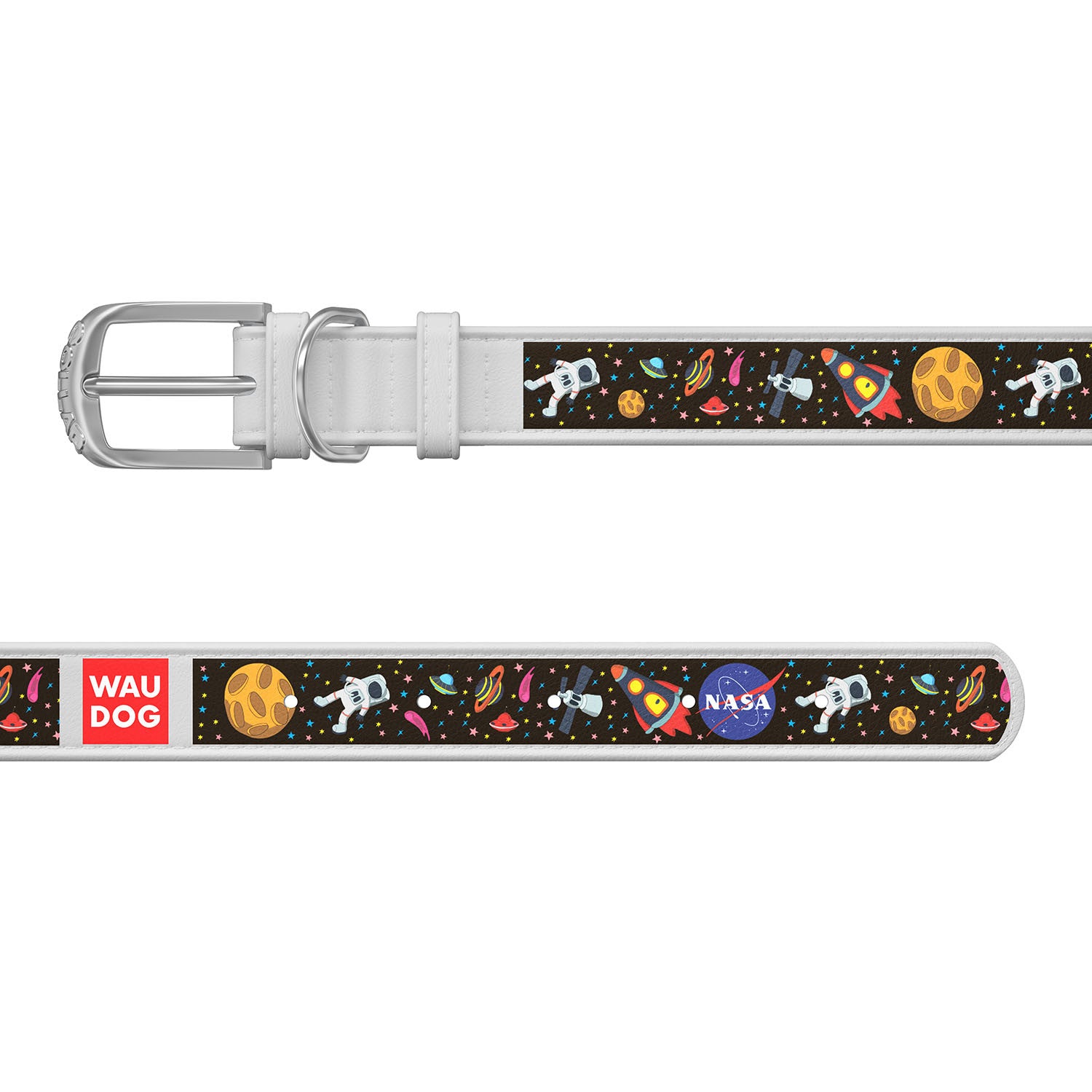 Zgarda piele pentru caini WAUDOG Design Nasa
