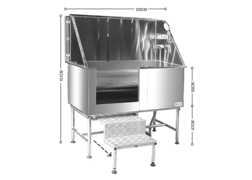 Cada inox L120 x l69,5 x H160cm cu sistem de dus cu termostat