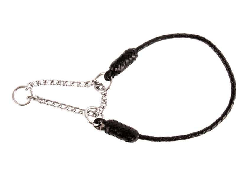 Dapper Dogs Zgarda din piele de Bivol, Neagra, semi-strangulanta