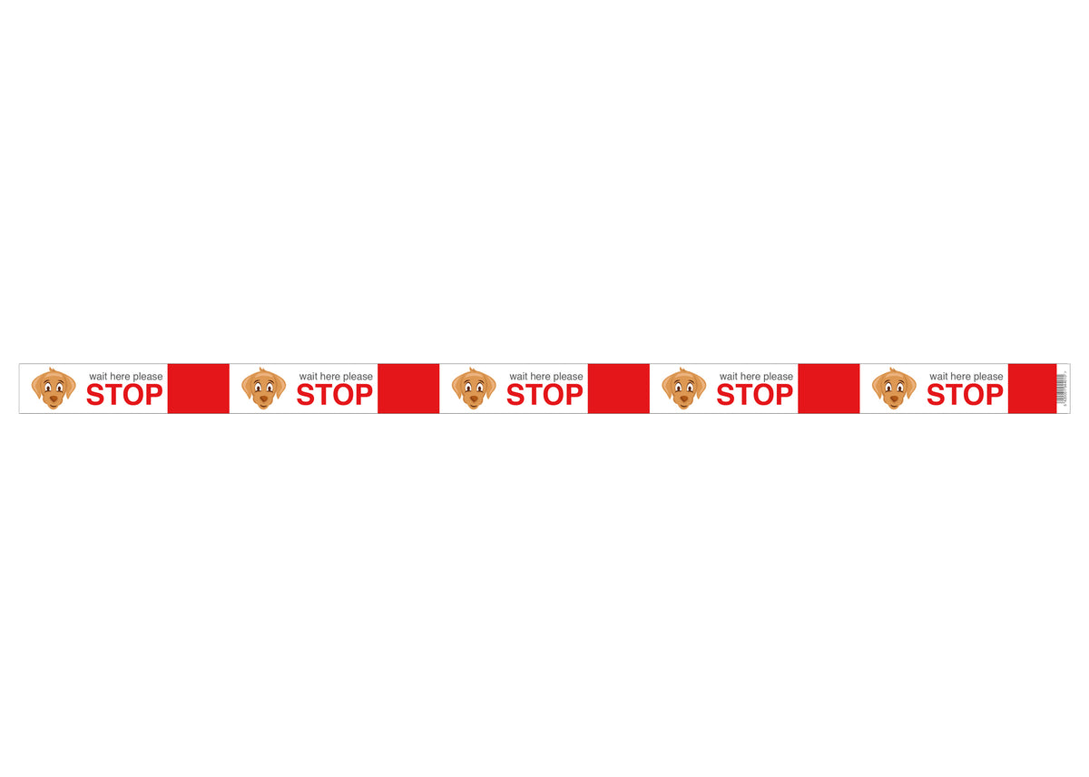Sticker Corona- ''Stop, wait here please"- 150 cm x 7 cm