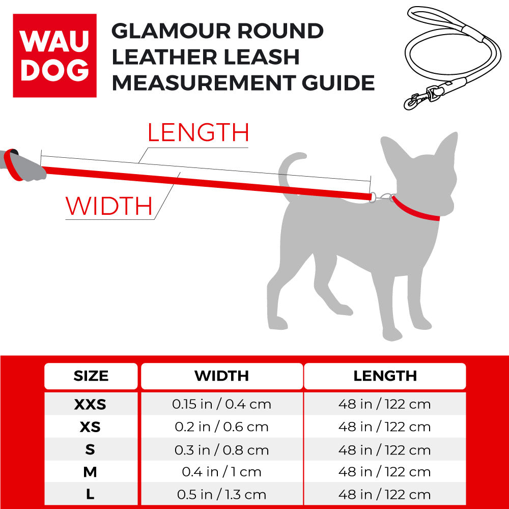 Lesa piele rotunjita pentru caini WAUDOG Glamour - Verde