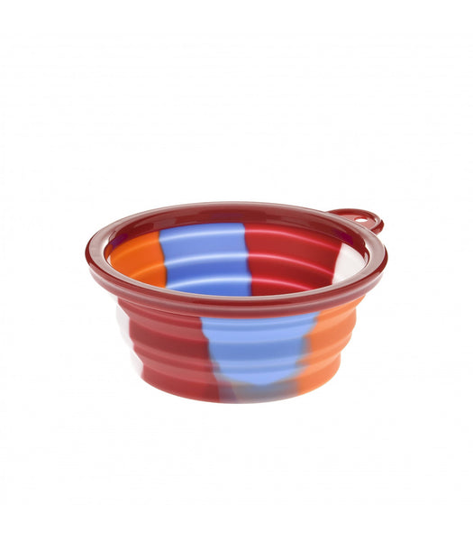 Castron silicon pliabil pentru caini Rainbow Rosu