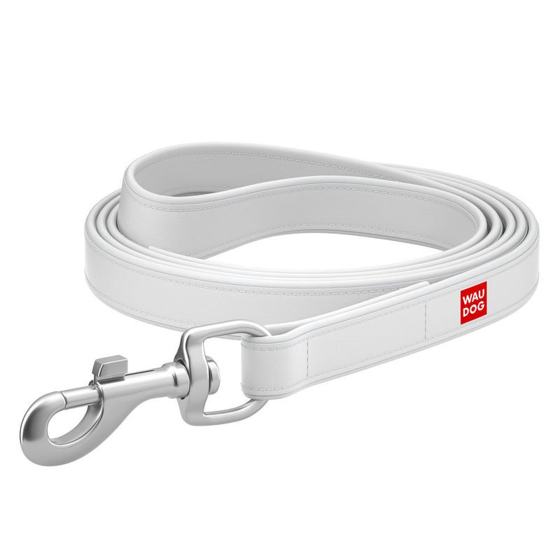 Lesa piele pentru caini WAUDOG Design - Alb