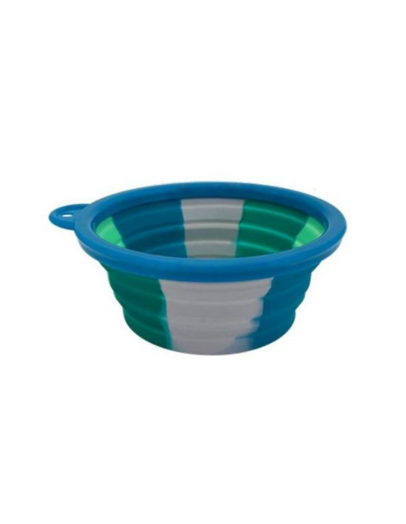Castron silicon pliabil pentru caini Rainbow Albastru